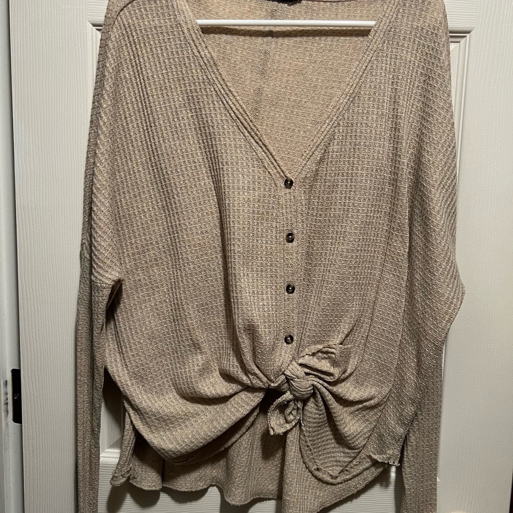 Urban Outfitters Beige Button-Down Top